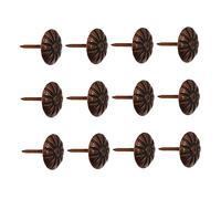 FELTECHELECTR 100pcs Antique Chrysanthemum Upholstery Tacks Furniture Decor Nails Retro Style for DIY Crafts Cap Red Finish