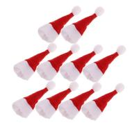FELTECHELECTR 10pcs Christmas Wine Bottle Covers Hat Shape Wine Stoppers for Cava Holiday Party Decorations Festive Table Accent