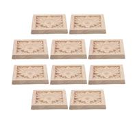 FELTECHELECTR 10pcs Wood Appliques Decorative Carved Onlays for Wardrobes and Kitchen Cabinet Doors, Square Khaki Wooden Applique with Artful Detailing, Elegant European Style for Furniture Wood