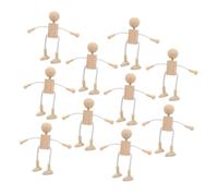 FELTECHELECTR 10pcs Wooden Robot Bodies Unfinished Peg Dolls for DIY Painting and Crafting Detachable Modular Wooden Figures for Creative Art Projects and Sensory Development