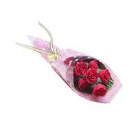 FELTECHELECTR 12 Scale Mini Doll House Red Bouquet Flower Furniture Ornament Simulation Miniature Dollhouse Decoration Accessory for Home Display