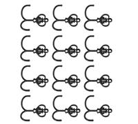 FELTECHELECTR 12 Sets Wall Mounted Antique Double Prong Coat Hooks in Black Metal with Crown Design, Sturdy Vintage Style Hooks to Reduce Mess in Closets and Guest Accommodations