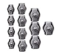 FELTECHELECTR 12pcs 304 Stainless Steel Rope Connector Single Clips Wire Rope Cable Clamps M2 M3 M4 Sizes Sturdy Cable Grips Splicer Kit Fixing and Securing
