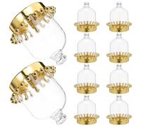 FELTECHELECTR 12PCS European Style Plastic Candy Boxes Gold Base and Lid, Small Wedding Favour Boxes for Party Treats, Food Storage Canisters for Chocolates and Sweets