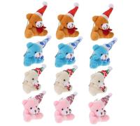 FELTECHELECTR 12pcs Little Bear Keychain Pendant Key Chain Charm Animals Bears Miniature Hanging Stuffed Multipack Plush Polar Peekaboo Small Cute Tiny Christmas