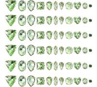 FELTECHELECTR 130pcs Green Glass Rhinestones Sew on Accessories for Crafts and Luggage Decoration, Easy to Use Multi-use Flatback Embellishments with Pretty Shape Design