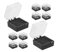 FELTECHELECTR 15pcs Black Acrylic Badge Storage Boxes with Sponge Inserts, Elegant Pin Badge Display Cases for Desk and Bathroom Vanity, Smooth to Touch Small Accessories Organizer