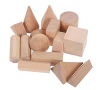 FELTECHELECTR 15pcs Natural Wood Blocks Set, Unfinished Square Beech Wood Cubes for Preschool Math Learning, Brain Teaser Construction for Early Development and Sorting Skills