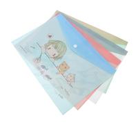 FELTECHELECTR 16pcs Cartoon Document Pouch A4 File Bag with Snap Button, Pp Material Compact and Easy to Organize Documents, Assorted Colour File Storage for School and Office Use