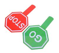 FELTECHELECTR 2 Pcs Double-sided Traffic Paddle Signs with Handle, Waterproof Red and Green Light Indicator, Educational Safety Game Paddles for Street and School Use