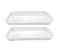 FELTECHELECTR 2 Pcs Microwave Bacon Baking Tray and Sausage Rack White Dishwasher Safe Grease Drain Pan for Crispy Breakfast Cooking with Eggs and Hot Dogs