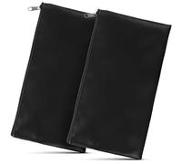 FELTECHELECTR 2 Pcs Pu Leather Money Bags with Zipper for Cash Deposit and Receipt Storage, Stylish Textured Leather Finished Pouches, Suitable for Shopping and Can Be Put into Handbags