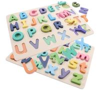 FELTECHELECTR 2 Sets English Alphabet Puzzle for Early Learning Educational Logic Board Matching Game for Cognitive Development and Interaction Montessori Style