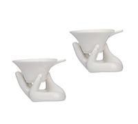 FELTECHELECTR 2 Sets Porcelain Tea Strainer Set with Guanyin Hand Holder Ceramic Chinese Kung Fu Tea Filter Heat Resistant Easy to Use and Store