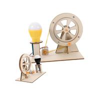 FELTECHELECTR 2 Sets Wooden Hand Crank Generator DIY Educational for Easy Manual Assembly Science Experiment Kit Material Develops Analytical Skills and Observation Ability Random Color
