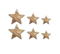 FELTECHELECTR 200Pcs Mixed Size Wooden Star Slices DIY Wood Craft Cutouts Natural Tongmu Wood Pieces for Wall Decoration and Handmade Ornaments