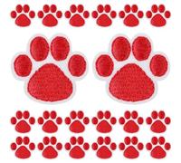 FELTECHELECTR 20Pcs Dog Paw Embroidery Applique Patch Sew on Patch for Clothes Supplies Red Cloth Material Beautiful and Natural Style Not Easy to Fade Clothing Repairing DIY Craft Fashion