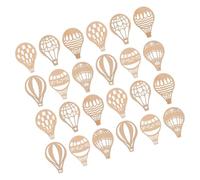 FELTECHELECTR 24pcs Unfinished Hot-air Balloon Shaped Wood Slices for DIY Crafts, Easy to Paint Beige Wood Chips Made from Anti-wear Material, for Craft Projects