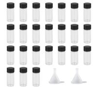 FELTECHELECTR 26pcs 5ml Refillable Glass Sample Vials with Screw Thread Lids and 2 Small Funnels Bottles for Lab Experiments and Essential Oil Storage