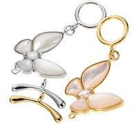 FELTECHELECTR 2pcs 14k Gold Plated Butterfly Necklace Chain Extenders with Ot Clasp, Alloy Multi-Functional Jewelry Clasps for Bracelets and Necklaces, Convenient to Use for Layering and Repair