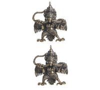FELTECHELECTR 2pcs Brass Keyring Hanging Pendants with Vintage Coffee Gold Winged Bird Design, Stylish and Delicate DIY Decorative Accessories for Keychain Crafting