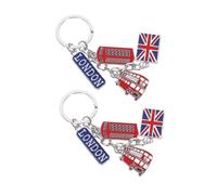 FELTECHELECTR 2pcs British-themed London Keychains Union Jack Souvenir Keyrings Lightweight Travel Keepsakes for Tourists Accessories