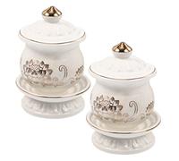 FELTECHELECTR 2pcs Ceramic Lotus Offering Cups for Buddhist Rituals and Temple Decor Thick Polished Base Porcelain Water Mugs for Holy Water Worship Ceremony Accessories White Small
