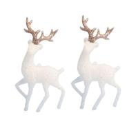 FELTECHELECTR 2pcs Christmas Cake Decoration Shiny Deer Miniatures Adorable Water-resistant Craft Ornaments for Festive Home Decor for Cakes Rooms Photo Props