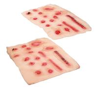 FELTECHELECTR 2pcs Halloween Fake Wound Scar Stickers for Face and Body, Realistic Temporary Cosplay Scar Makeup Decals, Party Horror Tattoo Props for Masquerade and Pranks