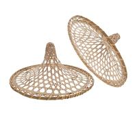 FELTECHELECTR 2pcs Hand Woven Hollow-out Bamboo Hats for Dancing and Cosplay Props, Beige Synthetic Material, Lightweight and Not Easy to Deform, Stylish Stage Performance Accessories