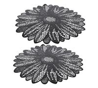 FELTECHELECTR 2pcs Heat Resistant PVC Drink Coasters for Cup and Mug Protection Hollow Table Placemats for Kitchen and Dining Non-deformable Insulation Pads in Black