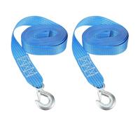 FELTECHELECTR 2pcs Heavy Duty Boat Winch Strap with Steel Hook, 20 Foot Blue Polyester Webbing, Manual Hand Winch Replacement Strap for Trailer Boat Hauling, Secure Towing Performance