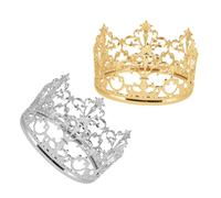 FELTECHELECTR 2pcs Mini Crown Cake Topper for Birthday Party Royal Themed Princess Headpiece Decorations Reusable Elegant Tiara Ornaments for Cakes Flower Bouquets and Crafts