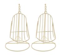 FELTECHELECTR 2pcs Mini Hanging Swing Chair for Dollhouse Patio Furniture Iron Craft Miniature Rustic Hammock Chair for Fairy Garden Bedroom Decoration