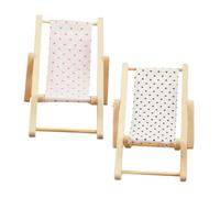 FELTECHELECTR 2pcs Miniature Dollhouse Beach Recliner Chairs, Micro Landscape Mini Deck Chairs for 1/12 Scale Dollhouse Decoration, Delicate Mini House Ornament for Indoor Outdoor Use