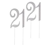 FELTECHELECTR 2pcs Number 21 Cake Topper Set with Rhinestones, Sparkling Silver Alloy Birthday Cake Decorations for Parties and Celebrations, Easy Application and Elegant Design