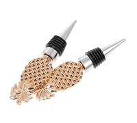 FELTECHELECTR 2Pcs Pineapple Shaped Wine Stoppers Zinc Alloy Decorative Bottle Plugs for Wine Supplies and Easy to Use for Parties and in Golden Color