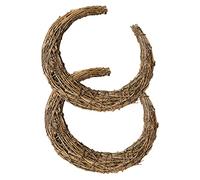 FELTECHELECTR 2pcs Rattan Garland Mini Frames Front Door Wreath Wedding Frames Natural Twig Wreath Decorative Wreath Hoops Moon Shaped Wreath Hoops Diy Rattan Hoops Handicrafts Rattan Ring Iron