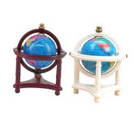FELTECHELECTR 2pcs Scale Miniature World Globe White Educational Earth Globes for Dollhouse Study Decorative Micro Landscape Accessories