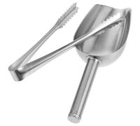 FELTECHELECTR 2Pcs Stainless Steel Ice Tongs and Scoop Set with 8-Inch Ice Shovel and 6-Inch for Bar and Kitchen Metal Food Serving Scoops for and Buffet Use