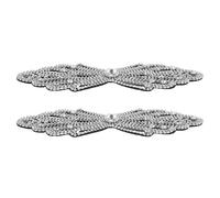 FELTECHELECTR 2pcs White Rhinestone Bridal Dress Applique Set Flower Beading, Sew-on Wedding Accessories for Bride’s Gown and Shoe Decorations