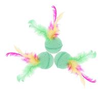 FELTECHELECTR 3 Pcs Interactive Latex Sponge Ball for Cats with Feather Tails, Lightweight Pet to Strengthen Friendship and Provide Healthy Exercise for Kittens and Cats Random Color