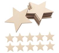 FELTECHELECTR 30pcs Blank Wooden Star Cutouts for Crafts 4.05 Inch Beige Wood Pieces with Versatile Decoration and Smooth Surface, for Teaching About Shapes, Colors, and Artistic Expression