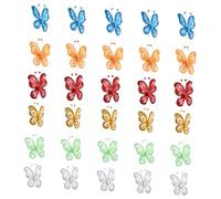 FELTECHELECTR 30pcs Sheer Mesh Glitter Butterfly Decorations Wire Frame Craft Appliques for Wedding Party Home Decor and Special Occasions