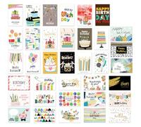 FELTECHELECTR 36pcs Birthday Greeting Cards Assorted Colour Paper Cards with Envelopes for Adults and Suitable for DIY and Birthday Party