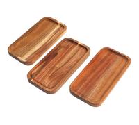 FELTECHELECTR 3pcs Acacia Wood Rectangular Snack Trays 20x10x1.5cm Wooden Bread and Dessert Serving Platters Charcuterie Boards for Tea Coffee Table and Appetizer Serving