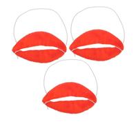 FELTECHELECTR 3pcs April Fool's Day Red Big Lips Mouth Props Set, Funny Cosplay Clown Lip Mask for Carnival, Party, and Prank