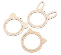 FELTECHELECTR 3pcs Large Mini Wooden Cross Stitch Hoops Set with Bear, Rabbit, Cat Designs - Wooden Embroidery Frames for Needlework, Cross Stitch Tools and DIY Sewing Supplies for Adults