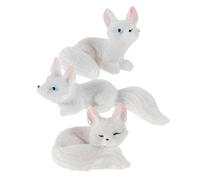 FELTECHELECTR 3pcs Mini Fox Figurines Resin Craftsmanship Portable Size White Cute Whimsy Animal Statues for Micro Fairy Garden Moss Landscape Terrarium Crafts Ornament