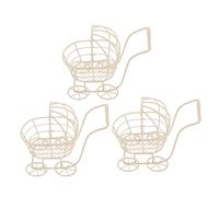 FELTECHELECTR 3pcs Miniature Iron Art Doll Strollers for Dollhouse Decoration Pram for Pretend Play Chic Micro Furniture Accessories for Collectors and Playroom Display